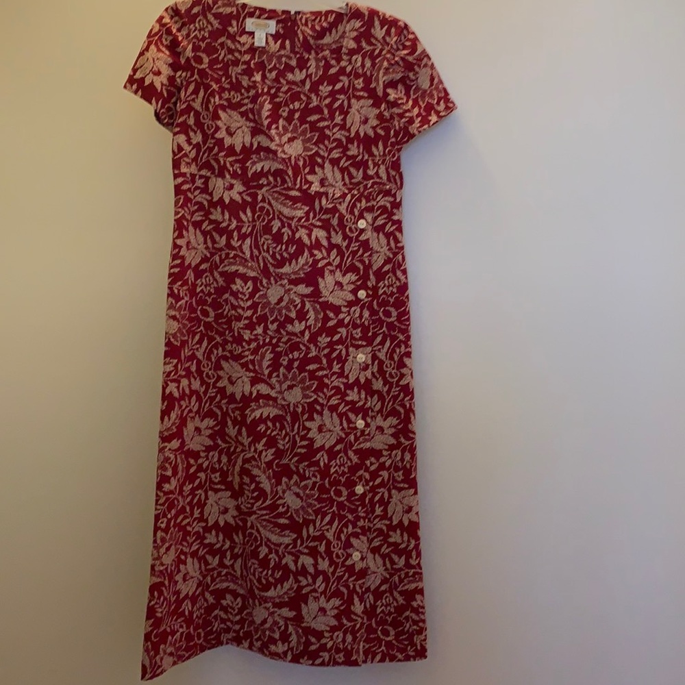 Talbots Petite Women's Red Floral Maxi‎ Dress 6P EUC